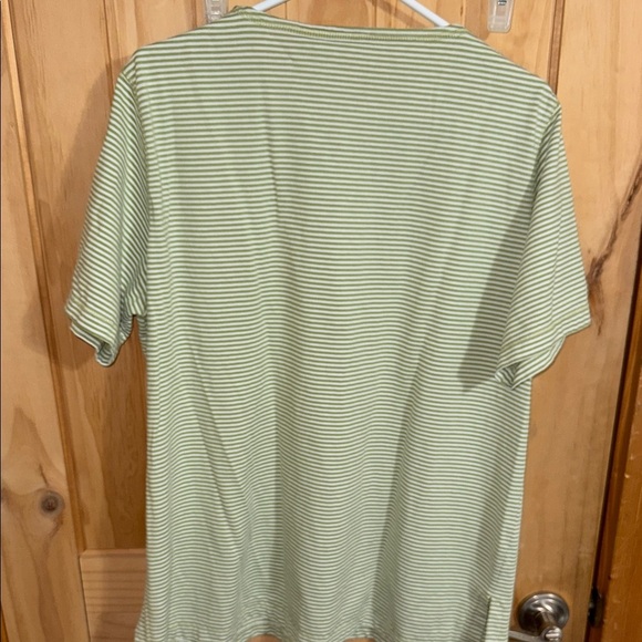 Cabin Creek Green Striped Womans button neck Shirt - Picture 3 of 5